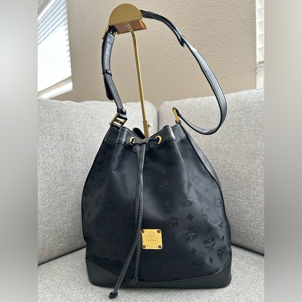 MCM Black Shoulder Bag with Gold Hardware